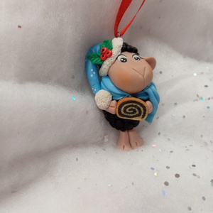 Sapkás bejglis fekete bárány  Karácsonyfadísz gyermekbarát karácsonyfa dísz, karácsonyi dekor  - karácsony - karácsonyi lakásdekoráció - karácsonyfadíszek - Meska.hu