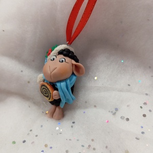 Sapkás bejglis fekete bárány  Karácsonyfadísz gyermekbarát karácsonyfa dísz, karácsonyi dekor  - karácsony - karácsonyi lakásdekoráció - karácsonyfadíszek - Meska.hu