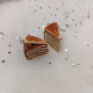 Dobos torta fülbevaló , Ékszer, Fülbevaló, Lógó fülbevaló, Gyurma, Ékszerkészítés, MESKA