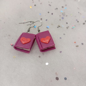Mini könyvecske  fülbevaló , Ékszer, Fülbevaló, Lógó fülbevaló, Gyurma, Ékszerkészítés, MESKA