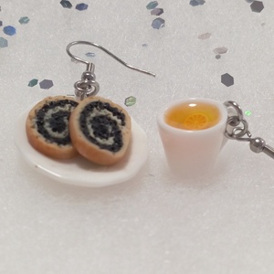 Bejglis Karácsonyi reggeli fülbevaló  , Ékszer, Fülbevaló, Lógó fülbevaló, Ékszerkészítés, Gyurma, MESKA