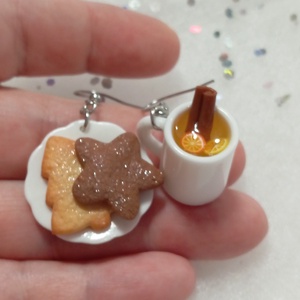 Linzeres Karácsonyi reggeli fülbevaló  , Ékszer, Fülbevaló, Lógó fülbevaló, Ékszerkészítés, Gyurma, MESKA