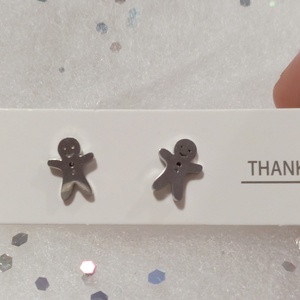 Nemesacél Mézeskalács emberke , Mézi bedugós fülbevaló kávé bögre  - ékszer - fülbevaló - pötty fülbevaló - Meska.hu