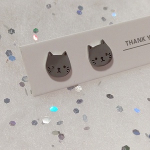 Nemesacél Cicapofi  bedugós fülbevaló kávé bögre  - ékszer - fülbevaló - pötty fülbevaló - Meska.hu