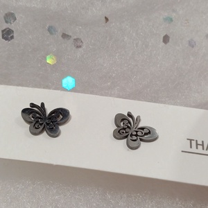 Nemesacél Pillangó  bedugós fülbevaló kávé bögre  - ékszer - fülbevaló - pötty fülbevaló - Meska.hu