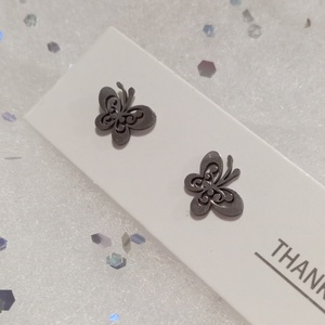 Nemesacél Pillangó  bedugós fülbevaló kávé bögre  - ékszer - fülbevaló - pötty fülbevaló - Meska.hu