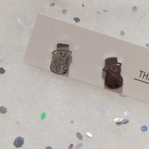 Nemesacél Pici hóember  bedugós fülbevaló kávé bögre  - ékszer - fülbevaló - pötty fülbevaló - Meska.hu