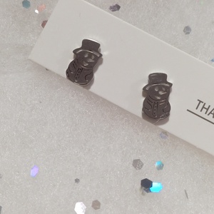 Nemesacél Pici hóember  bedugós fülbevaló kávé bögre  - ékszer - fülbevaló - pötty fülbevaló - Meska.hu