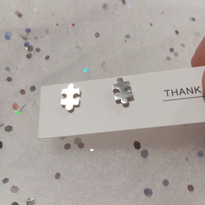 Nemesacél Pici  puzzle bedugós fülbevaló   - ékszer - fülbevaló - pötty fülbevaló - Meska.hu