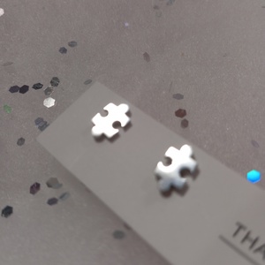 Nemesacél Pici  puzzle bedugós fülbevaló   - Meska.hu