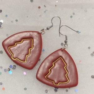 Elegáns Bordó Ünnep minimalista   fülbevaló   - ékszer - fülbevaló - lógó fülbevaló - Meska.hu