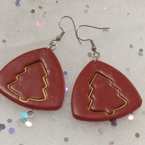 Elegáns Bordó Ünnep minimalista   fülbevaló   - ékszer - fülbevaló - lógó fülbevaló - Meska.hu