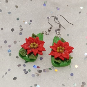 A tél Királynője Mikulás virág fülbevaló   - ékszer - fülbevaló - lógó fülbevaló - Meska.hu