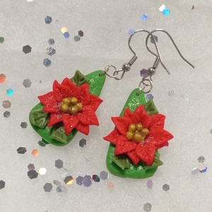 A tél Királynője Mikulás virág fülbevaló   - ékszer - fülbevaló - lógó fülbevaló - Meska.hu