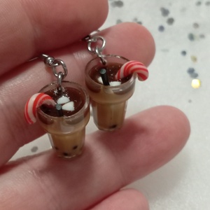 Karácsonyi Bubi kávé fülbevaló   - ékszer - fülbevaló - lógó fülbevaló - Meska.hu