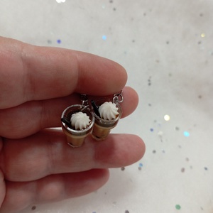 Bubi kávé habbal fülbevaló   - ékszer - fülbevaló - lógó fülbevaló - Meska.hu