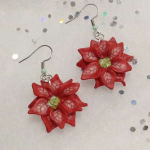 Millefiori Mikulás virág fülbevaló   - ékszer - fülbevaló - lógó fülbevaló - Meska.hu