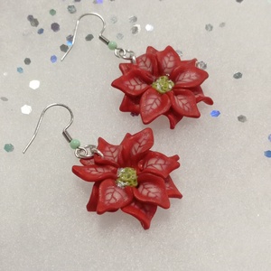 Millefiori Mikulás virág fülbevaló   - ékszer - fülbevaló - lógó fülbevaló - Meska.hu