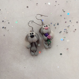 Nyuszi pár  fülbevaló , Ékszer, Fülbevaló, Lógó fülbevaló, Gyurma, Ékszerkészítés, MESKA