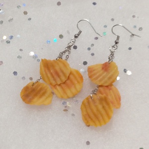 Chips fülbevaló , Ékszer, Fülbevaló, Lógó fülbevaló, Gyurma, Ékszerkészítés, MESKA