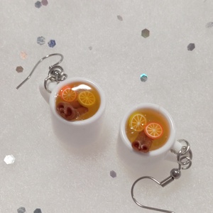 Forró mézes citromos tea fülbevaló   - Meska.hu
