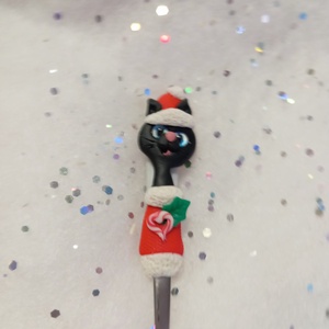 Fekete cica teáskanál kávéskanál - otthon & életmód - konyhafelszerelés, tálalás - tálalás - bögre & csésze - Meska.hu