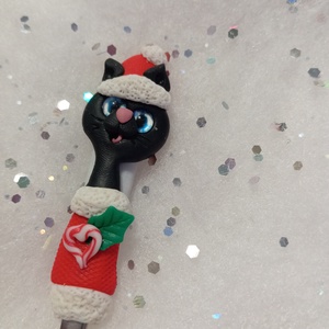 Fekete cica teáskanál kávéskanál - Meska.hu