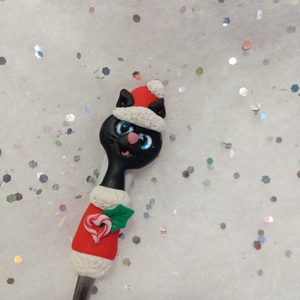 Fekete cica teáskanál kávéskanál - otthon & életmód - konyhafelszerelés, tálalás - tálalás - bögre & csésze - Meska.hu