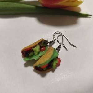 Marhahúsos Taco fülbevaló , Ékszer, Fülbevaló, Lógó fülbevaló, Gyurma, Ékszerkészítés, MESKA