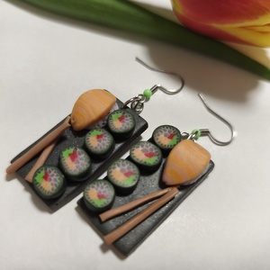 Sushi tál fülbevaló  - ékszer - fülbevaló - lógó fülbevaló - Meska.hu