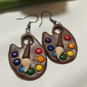 Festő paletta fülbevaló  - ékszer - fülbevaló - lógó fülbevaló - Meska.hu