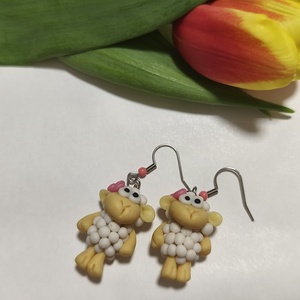 Fehér Bari fülbevaló  - ékszer - fülbevaló - lógó fülbevaló - Meska.hu