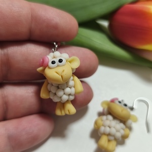 Fehér Bari fülbevaló , Ékszer, Fülbevaló, Lógó fülbevaló, Gyurma, Ékszerkészítés, MESKA