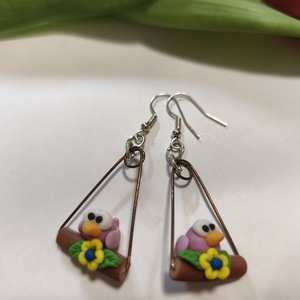 Hintázó madárka fülbevaló  - ékszer - fülbevaló - lógó fülbevaló - Meska.hu