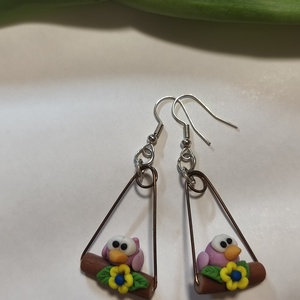 Hintázó madárka fülbevaló  - ékszer - fülbevaló - lógó fülbevaló - Meska.hu