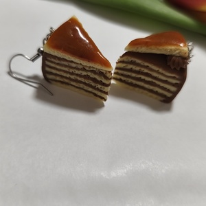 Dobos torta fülbevaló , Ékszer, Fülbevaló, Lógó fülbevaló, Gyurma, Ékszerkészítés, MESKA