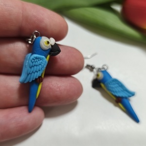 Ara papagály fülbevaló  - ékszer - fülbevaló - lógó fülbevaló - Meska.hu