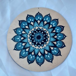 kék virág mandala, Otthon & Életmód, Dekoráció, Spiritualitás, Mandala, Festészet, Famegmunkálás, MESKA