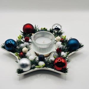 Karácsonyi asztaldísz a Patriots színeiben  - karácsony - karácsonyi lakásdekoráció - ünnepi asztaldekoráció - Meska.hu