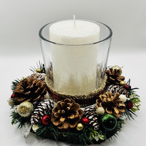 Karácsonyi asztaldísz erdei hangulattal - karácsony - karácsonyi lakásdekoráció - ünnepi asztaldekoráció - Meska.hu