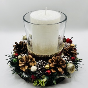 Karácsonyi asztaldísz erdei hangulattal - karácsony - karácsonyi lakásdekoráció - ünnepi asztaldekoráció - Meska.hu