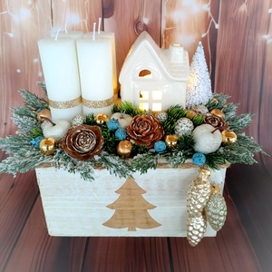 Házikós adventi ajtódísz  - karácsony - adventi díszek - adventi asztaldísz - Meska.hu