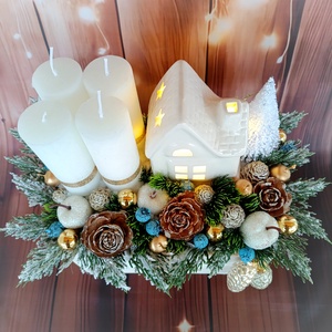 Házikós adventi ajtódísz  - karácsony - adventi díszek - adventi asztaldísz - Meska.hu