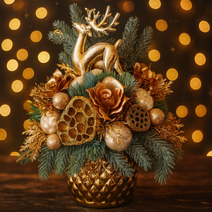 Szarvasos karácsonyi asztaldísz , Karácsony, Adventi díszek, Adventi asztaldísz, Virágkötés, MESKA