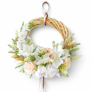 Tavaszi�nyári virágos ajtódísz � 35 cm-es kézműves kopogtató - otthon & életmód - dekoráció - ajtó- és ablak dekoráció - ajtódísz & kopogtató - Meska.hu