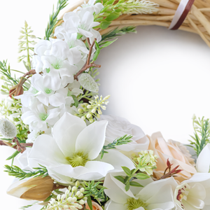 Tavaszi�nyári virágos ajtódísz � 35 cm-es kézműves kopogtató - otthon & életmód - dekoráció - ajtó- és ablak dekoráció - ajtódísz & kopogtató - Meska.hu