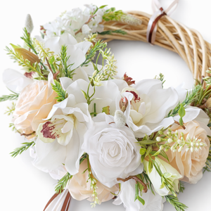 Tavaszi�nyári virágos ajtódísz � 35 cm-es kézműves kopogtató - otthon & életmód - dekoráció - ajtó- és ablak dekoráció - ajtódísz & kopogtató - Meska.hu