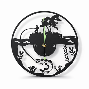 Horgászos falióra, Otthon & Életmód, Dekoráció, Fali és függő dekoráció, Falióra & óra, Famegmunkálás, MESKA