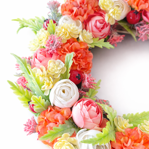 Tavaszi�nyári virágos ajtódísz � romantikus koszorú - otthon & életmód - dekoráció - ajtó- és ablak dekoráció - ajtódísz & kopogtató - Meska.hu