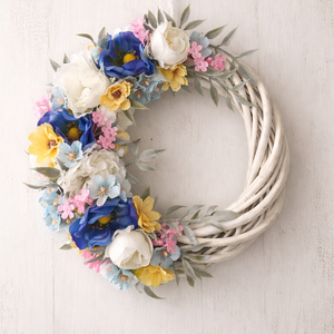 Tavaszi virágos ajtódísz � pasztell koszorú (22 cm) - Meska.hu